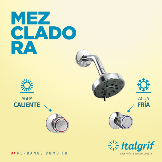 Mezcladora para ducha vallarta con salida tecno GR85V100 ITALGRIF